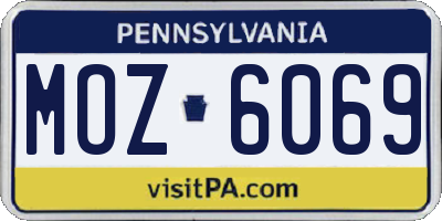 PA license plate MOZ6069
