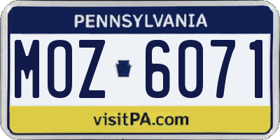 PA license plate MOZ6071