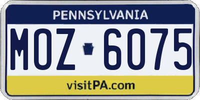 PA license plate MOZ6075