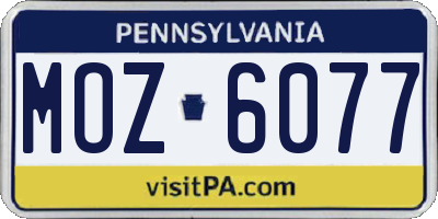 PA license plate MOZ6077