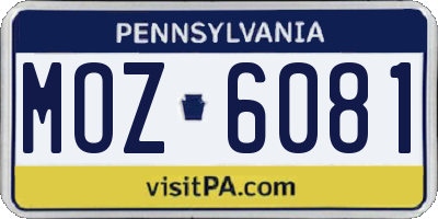 PA license plate MOZ6081