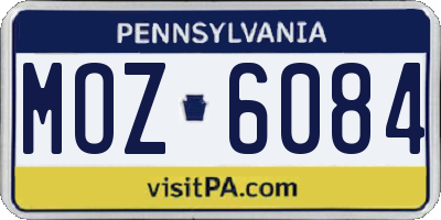PA license plate MOZ6084