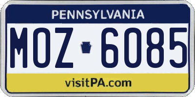 PA license plate MOZ6085
