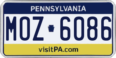 PA license plate MOZ6086