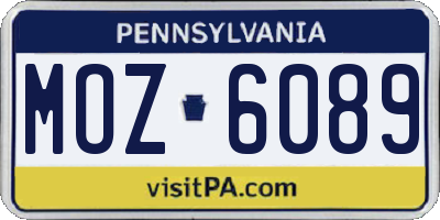 PA license plate MOZ6089