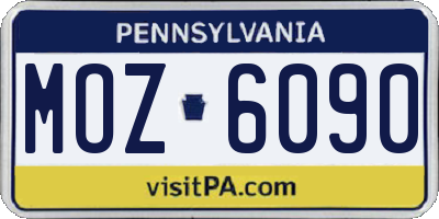 PA license plate MOZ6090
