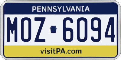 PA license plate MOZ6094