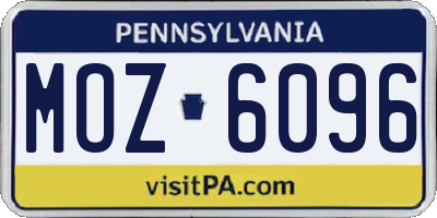 PA license plate MOZ6096