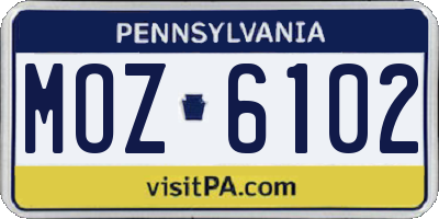 PA license plate MOZ6102