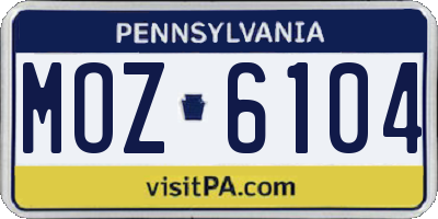 PA license plate MOZ6104