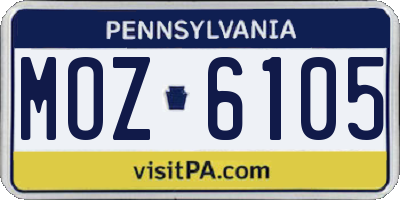 PA license plate MOZ6105