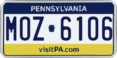 PA license plate MOZ6106