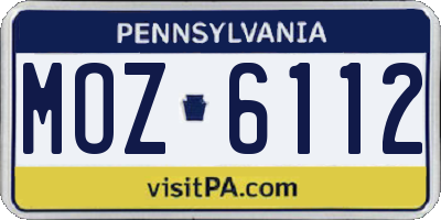 PA license plate MOZ6112