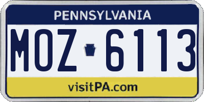 PA license plate MOZ6113