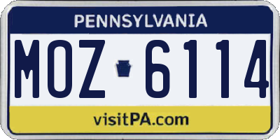 PA license plate MOZ6114