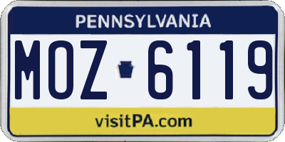 PA license plate MOZ6119