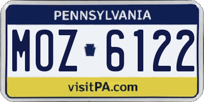 PA license plate MOZ6122