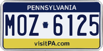 PA license plate MOZ6125