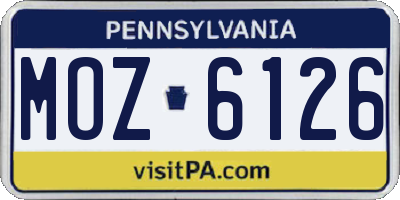 PA license plate MOZ6126