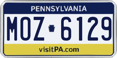 PA license plate MOZ6129