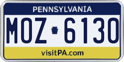 PA license plate MOZ6130