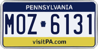 PA license plate MOZ6131