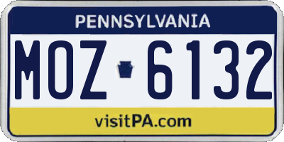 PA license plate MOZ6132