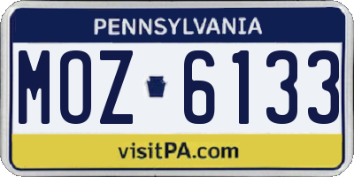 PA license plate MOZ6133