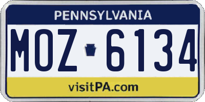 PA license plate MOZ6134