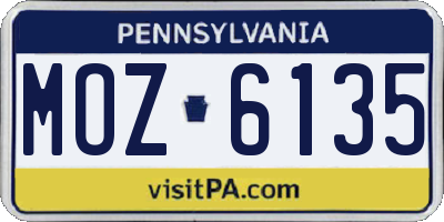 PA license plate MOZ6135
