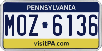 PA license plate MOZ6136