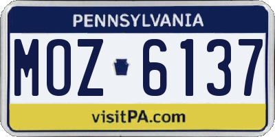 PA license plate MOZ6137