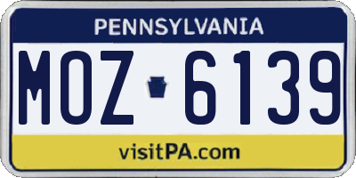 PA license plate MOZ6139