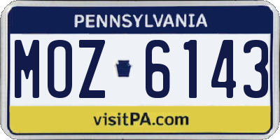 PA license plate MOZ6143