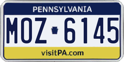 PA license plate MOZ6145