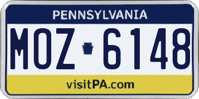 PA license plate MOZ6148