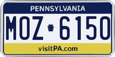 PA license plate MOZ6150
