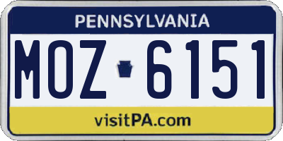 PA license plate MOZ6151