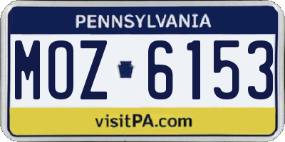 PA license plate MOZ6153