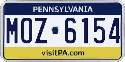 PA license plate MOZ6154