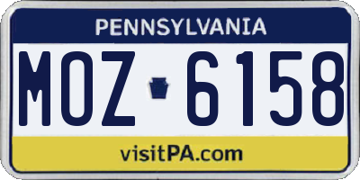 PA license plate MOZ6158
