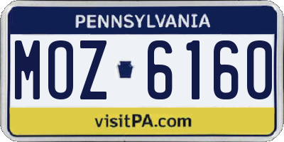 PA license plate MOZ6160