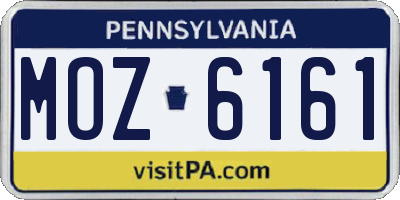 PA license plate MOZ6161