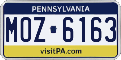 PA license plate MOZ6163
