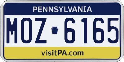 PA license plate MOZ6165