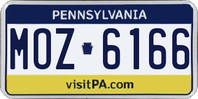 PA license plate MOZ6166