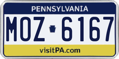 PA license plate MOZ6167
