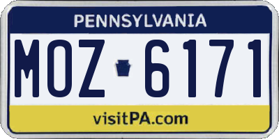 PA license plate MOZ6171