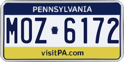 PA license plate MOZ6172