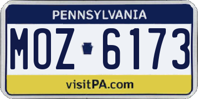 PA license plate MOZ6173